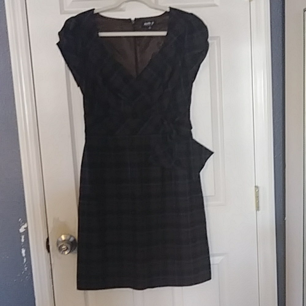 Brown and blue plaid dress